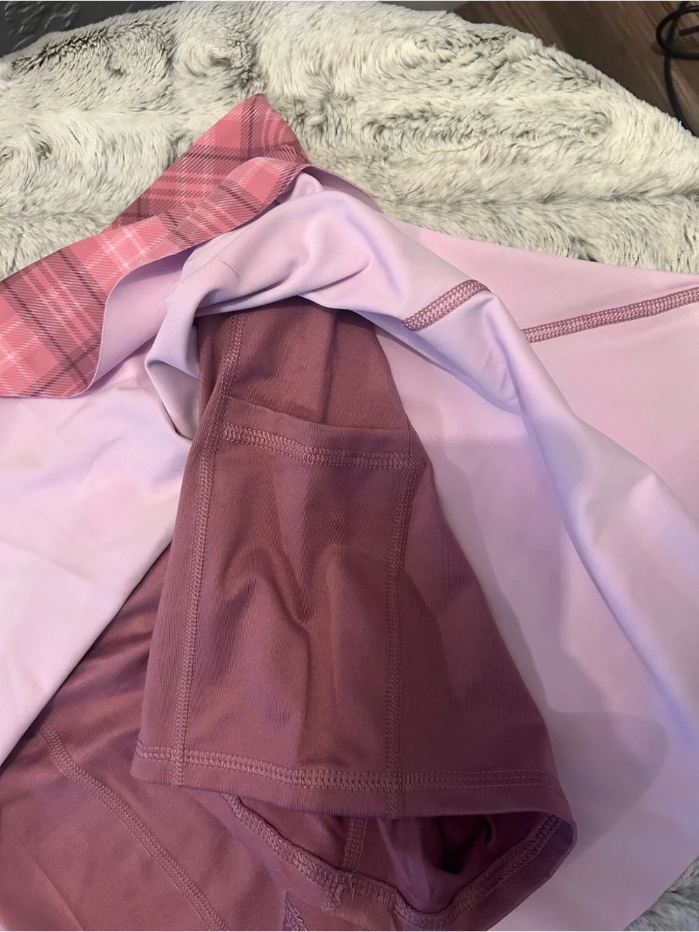 Old Navy Pink Plaid Flared Skort
